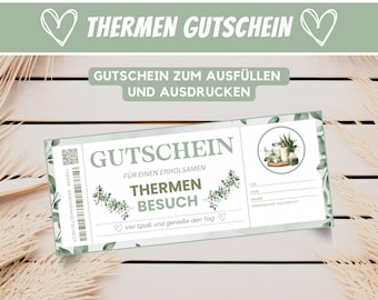 Personalized voucher thermal spa gift voucher wellness voucher template thermal spa visit voucher gift best friend, download