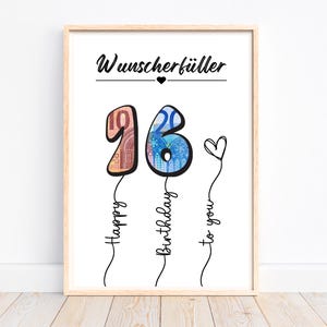 Regalo de dinero Cumplido de deseos de cumpleaños número 16, regalo de cumpleaños Idea de regalo de bricolaje tarjeta de cumpleaños, regalo de último minuto para niños, descargar
