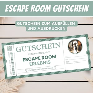 Chèque Escape Room chèque personnalisé à imprimer, carte chèque cadeau anniversaire, chèque cadeau Noël, à télécharger