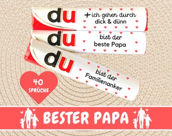 40 Duplo Banderolen Bester Papa Geschenk Vatertag, Duplo Geschenkbox, Du Botschaft Lieblingsmensch, persönliches Geburtstag Geschenk, PDF