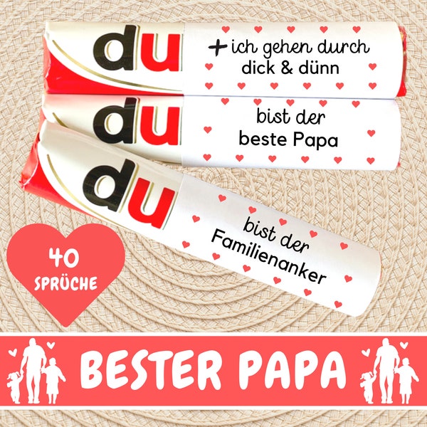 40 Duplo Banderolen Bester Papa Geschenk Vatertag, Duplo Geschenkbox, Du Botschaft Lieblingsmensch, persönliches Geburtstag Geschenk, PDF