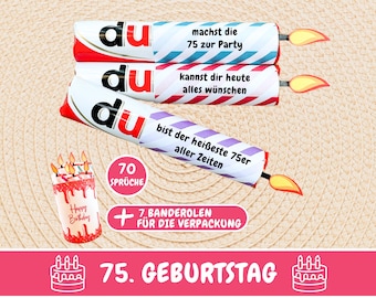 Duplo banderols gift for 75th birthday, Duplo bar sayings last minute gift idea, Duplo gift box birthday, PDF download