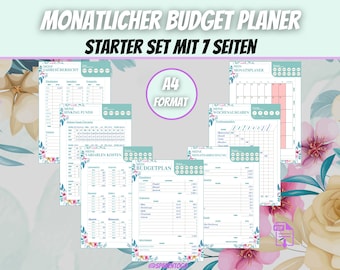 Budget Planner German, financial planner to print, savings tracker, household book, monthly budget, budget planner set, annual budget planner, PDF