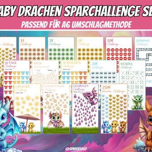 Sparchallenge Set Baby Drachen PDF suitable for A6 envelopes in Sparbinder, German version, digital download