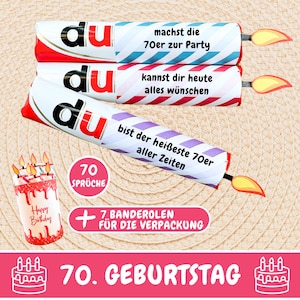 Duplo banderoles presente para aniversário de 70 anos, Duplo bars dizendo ideia de presente de última hora, Duplo caixa de presente de aniversário, download de PDF