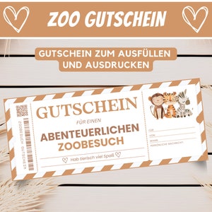 Bon do zoo wizyta w zoo prezent urodzinowy dla chłopca pomysł na prezent dziewczyna, spersonalizowany voucher na wycieczkę do parku zwierząt, pobierz