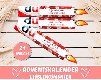 24 Duplo banderoles Advent calendar favorite person gift idea, personal gift Advent calendar Christmas, love gifts, PDF