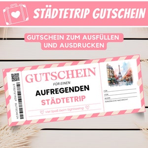 Personalized voucher city trip city trip gift voucher, travel voucher voucher template holiday voucher card gift download