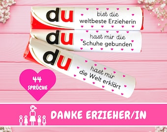 Download: 44 Duplo Banderolen Abschiedsgeschenk Erzieherin, Kindergarten Danke Geschenk Erzieherin, Kita, Tagesmutter, Lehrerin Geschenkidee