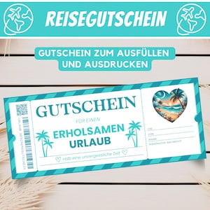 Bon de voyage, bon cadeau de voyage en avion, modèle de bon de vacances, bon personnalisé, cadeau d'anniversaire, téléchargement de billet d'avion