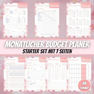 Budget Planner German, financial planner to print, savings tracker, household book, monthly budget, budget planner set, annual budget planner, PDF