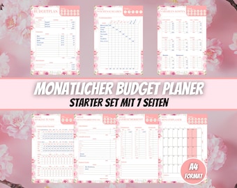 Budget Planner German, financial planner to print, savings tracker, household book, monthly budget, budget planner set, annual budget planner, PDF