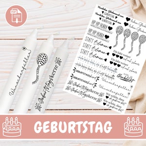 Candle tattoos birthday gift candle with saying, candle sticker birthday gift girlfriend personalized candle decoration, PDF