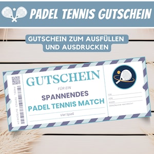 Modelo de voucher de pickleball de voucher de presente de padel tênis personalizado, ideia de presente de cartão de voucher de presente, download