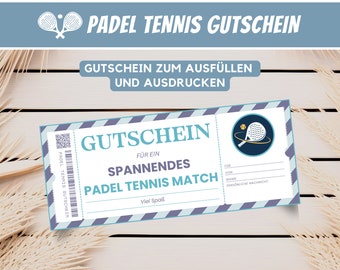 Personalized voucher Padel Tennis Gift Voucher Pickleball Voucher template, Gift Man Voucher Card Gift Idea, Download