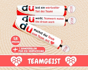 58 Duplo banderoles team spirit work colleagues gift employee motivation, last minute gift for colleagues, download to print