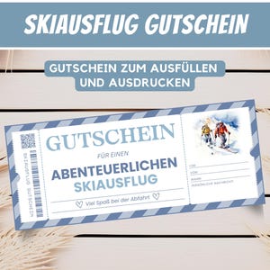 Buono sci, buono regalo per gita sugli sci, buono corso di sci, lezioni di sci, modello buono per idea regalo vacanza sulla neve, da scaricare