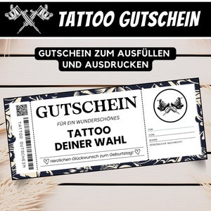 Modèle de bon de tatouage, bon de tatouage personnalisé cadeau d'anniversaire bon cadeau meilleur ami à imprimer, télécharger