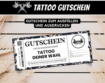 Tattoo voucher template, personalized tattoo voucher birthday gift best friend gift voucher to print, download