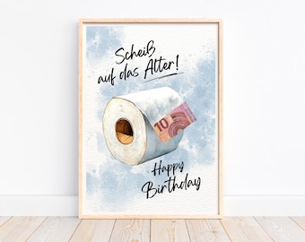 Money gift birthday, creative money gift birthday gift money, birthday card screw your age, last minute gift, PDF