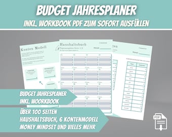 Budgetplanerare för nybörjare - Startpaket: Månadsekonomisk planerare, Årsbudgetplanerare, Hushållsbudget, Utgiftsspårare, Sparmall, PDF-nedladdning