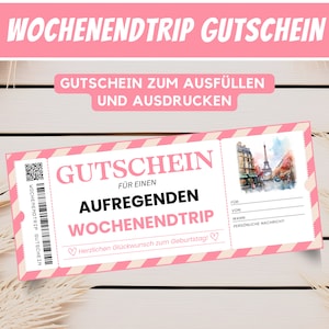 Voucher buono viaggio weekend, modello voucher regalo viaggio weekend, buono regalo personalizzato, download