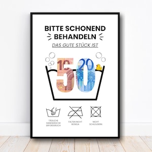 Money gift 50th birthday, birthday gift idea money gift, last minute gift best friend, creative money gift, download