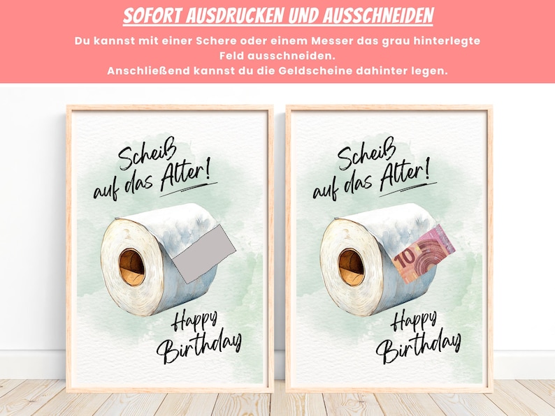 Money gift birthday, creative money gift birthday gift money, birthday card screw your age, last minute gift, PDF image 5