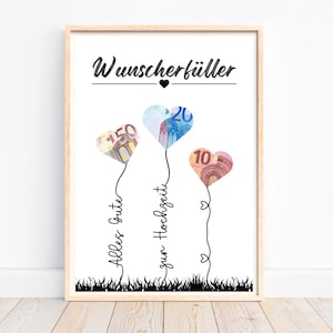 Geldgeschenk Hochzeit Wunscherfüller Geldgeschenk, Geschenk zur Hochzeit Brautpaar Geschenkidee, Trauung Hochzeitsgeschenk Geld, Download