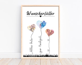 Regalo de dinero, deseo de boda, regalo de dinero, regalo para la boda, idea de regalo para recién casados, dinero de regalo de boda, descargar