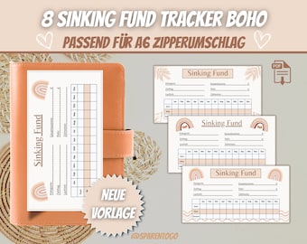 Sinking Funds Tracker Set Boho for Envelope Method in Budget Planner | Budget Binder Inserts for A6 Zipper Envelope PDF File | Cash stuffing