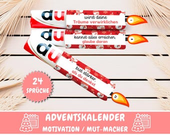 Calendario de Adviento Duplo con 24 banderolas, frases motivadoras, mensajes Duplo para animar a los niños, caja de regalo Duplo, idea de regalo para novia, PDF