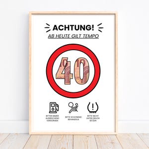 Geldgeschenk zum 40. Geburtstag, Geburtstagskarte Geschenkidee, Tempo 40 Geburtstagsgeschenk, runder Geburtstag Geld schenken, Download