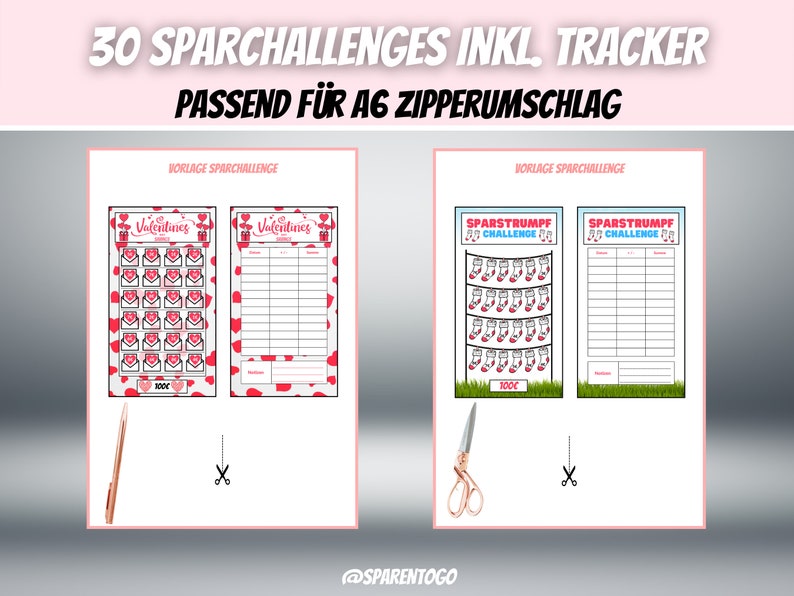 30 Sparchallenges inkl. Tracker Passend für A6 Geldumschläge, A6 Cash Binders & A6 Klarsichtumschläge für deinen Budget Binder PDF Datei Bild 9