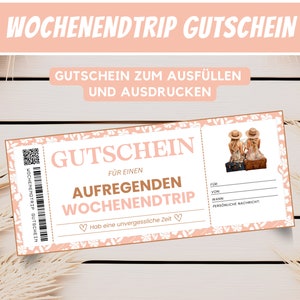Voucher buono viaggio weekend, modello voucher regalo viaggio weekend, buono regalo personalizzato, download