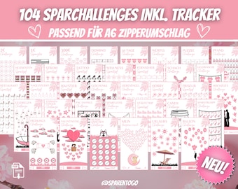 104 Spar Challenges PDF Sparchallenge Set A6 Sparspiele passend für A6 Geldumschläge für deine A6 Budget Binder Umschlagmethode