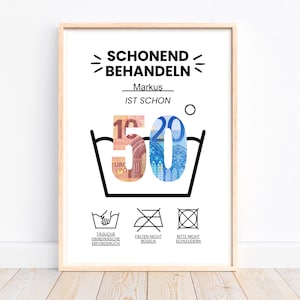 Personalisiertes Geldgeschenk 50 Geburtstag, Geburtstag Geschenkidee Geldgeschenk, Last Minute Geschenk, Geld kreativ verschenken, Download