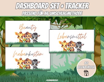 80 Folhas de rosto de painéis de orçamento com rastreador Baby Safari para envelopes A6 Método de envelope no fichário de orçamento | Baixar PDF digital