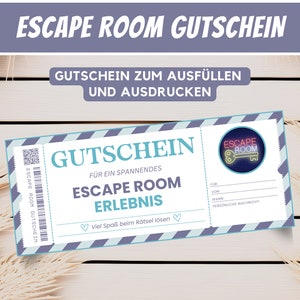 Gutschein Escape Room Geburtstagsgeschenk beste Freundin, Personalisierte Gutschein Vorlage Geschenkgutschein Last Minute Geschenk, Download