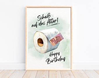 Money gift birthday, creative money gift birthday gift money, birthday card screw your age, last minute gift, PDF