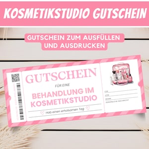 Personalisierter Gutschein Kosmetikstudio Gutscheinkarte, Gutscheinvorlage Kosmetik Geschenkgutschein zum ausdrucken, Last Minute Geschenk
