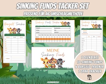 Sinking Funds Savings Tracker Set incl. Cover Sheet Dashboard, Cash Tracker & Savings Tracker for A6 Envelopes in A6 Budget Binder, PDF Download