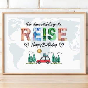 Geldgeschenk Geburtstag Reisekasse Geburtstagsgeschenk, DIY Geschenkidee Geburtstag kreatives Geldgeschenk, Last Minute Geschenk, Download