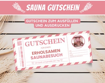 Voucher sauna visit wellness voucher card, wellness voucher gift, voucher template sauna voucher gift spa voucher, download