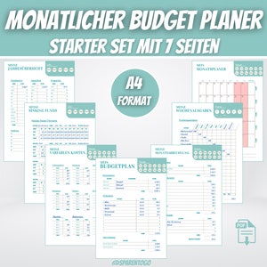 Budget Planner German, financial planner to print, savings tracker, household book, monthly budget, budget planner set, annual budget planner, PDF