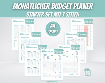 Budget Planner German, financial planner to print, savings tracker, household book, monthly budget, budget planner set, annual budget planner, PDF