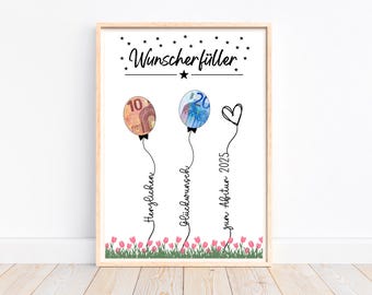 Cash gift for the Abitur 2025, cash gift wish fulfiller exam passed gift ABI, congratulations card Abitur school graduation 2025, PDF