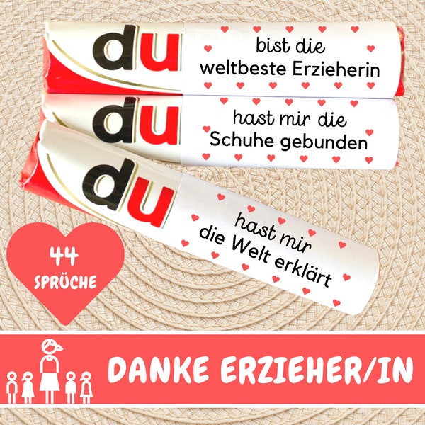 Download: 44 Duplo Banderolen Abschiedsgeschenk Erzieherin, Kindergarten Danke Geschenk Erzieherin, Kita, Tagesmutter, Lehrerin Geschenkidee