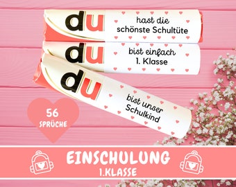 56 Duplo Banderolen Einschulung Geschenk Schulanfang personalisierte Geschenkidee Schulstart, Schultüte Füllung Geschenk Schulkind, Download