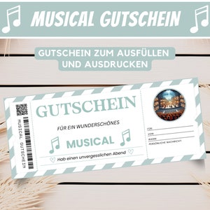 Kupon Karta muzyczna Wizyta Kupon upominkowy Opera Spersonalizowany, osobisty kupon upominkowy Szablon kuponu biletowego, PDF